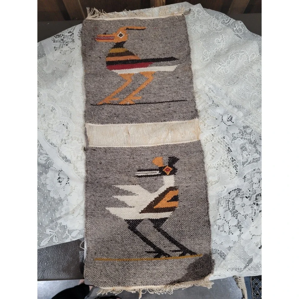 Folk Woven Textile Wall Hanging Wool Birds